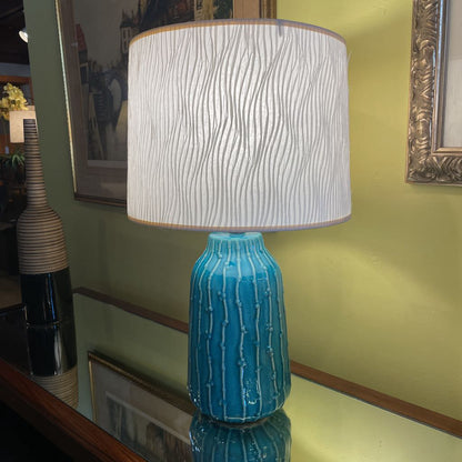 Teal Table Lamp w Textured Paper Shade