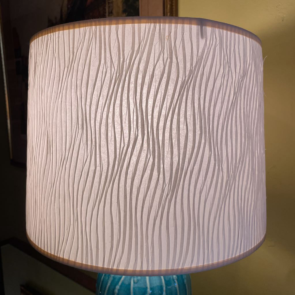Teal Table Lamp w Textured Paper Shade