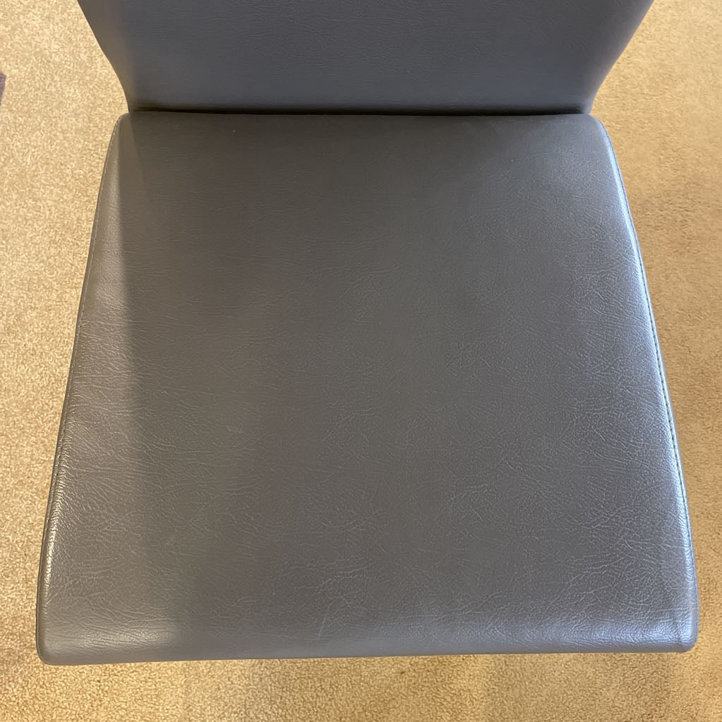 Kasala Dark Grey Leather Modern Dinig Chair w Chrome Legs set of 4