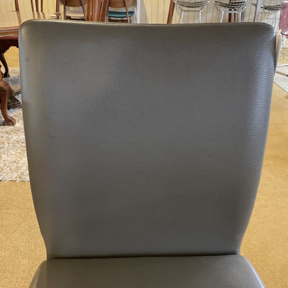 Kasala Dark Grey Leather Modern Dinig Chair w Chrome Legs set of 4