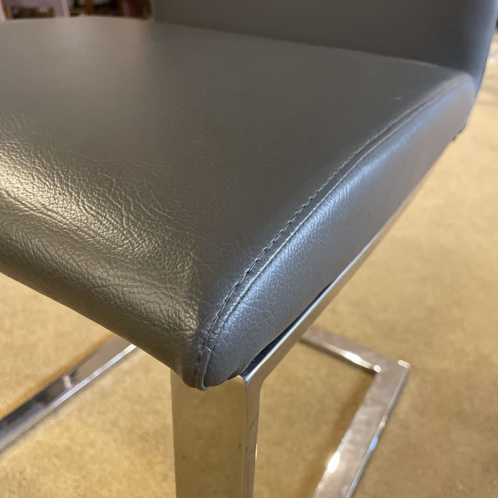 Kasala Dark Grey Leather Modern Dinig Chair w Chrome Legs set of 4