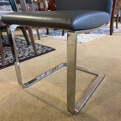 Kasala Dark Grey Leather Modern Dinig Chair w Chrome Legs set of 4