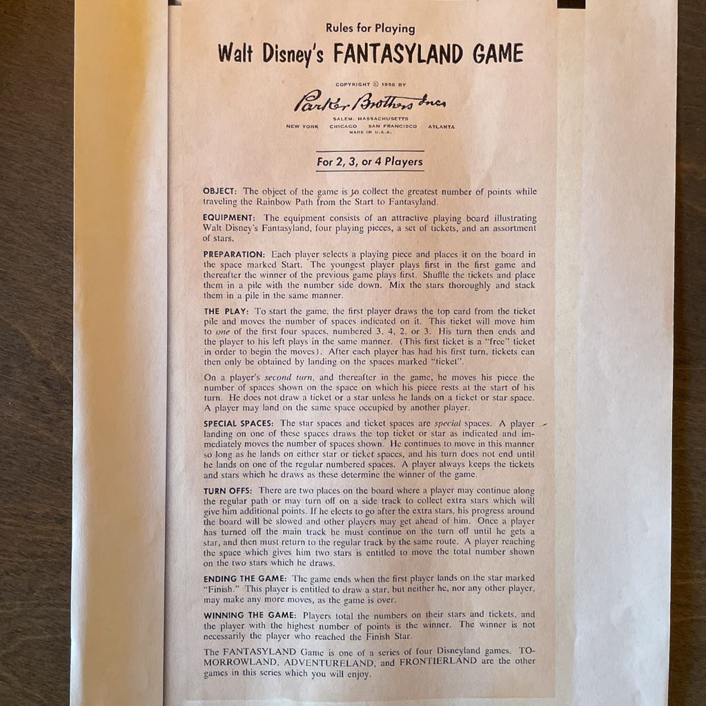 Vintage Disney Fantasyland Game(green box with Disney Characters) UNIQUE FINDS