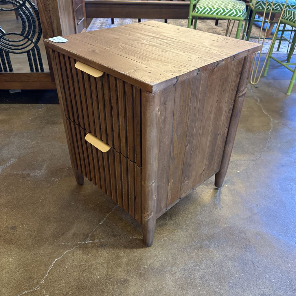 Slatted Front Pine Nightstand