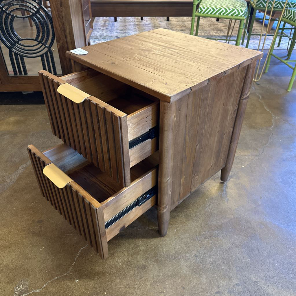 Slatted Front Pine Nightstand