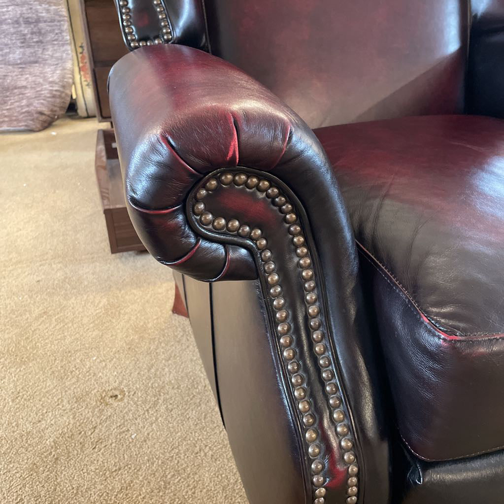 James Leather Wingback Recliner