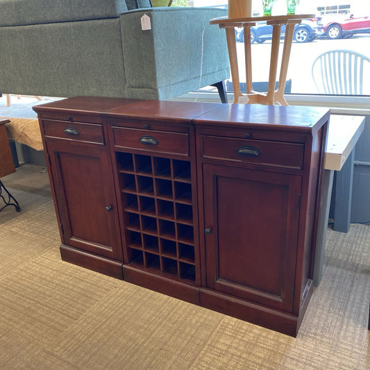 Warm Dark Wood 3PC Wine Cabinet (AS IS) C CABINETS
