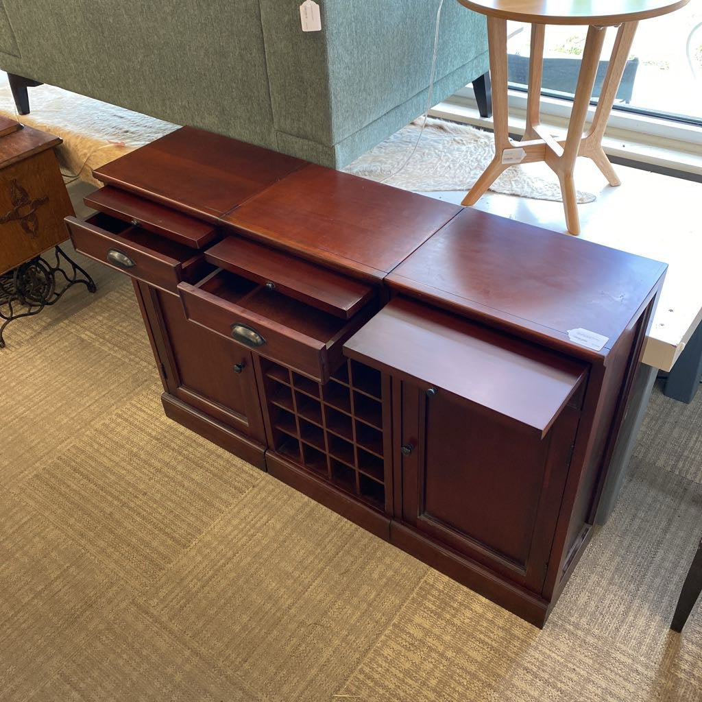 Warm Dark Wood 3PC Wine Cabinet (AS IS)