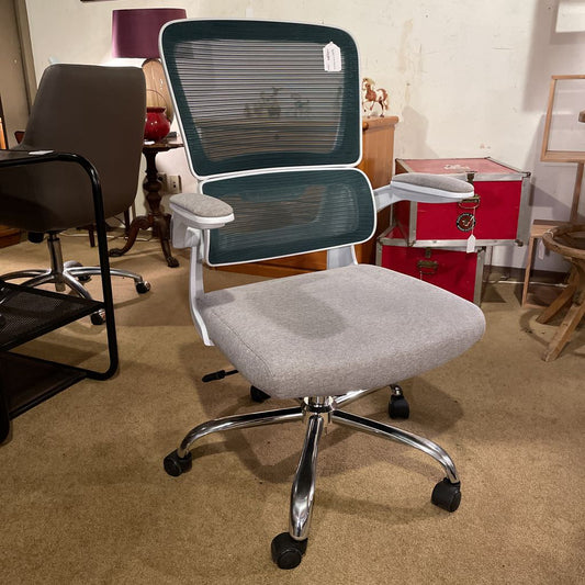 Blue Mesh & White Rolling Office Chair C OFFICE CHAIRS