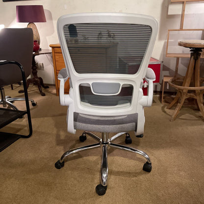 Blue Mesh & White Rolling Office Chair