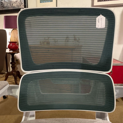 Blue Mesh & White Rolling Office Chair