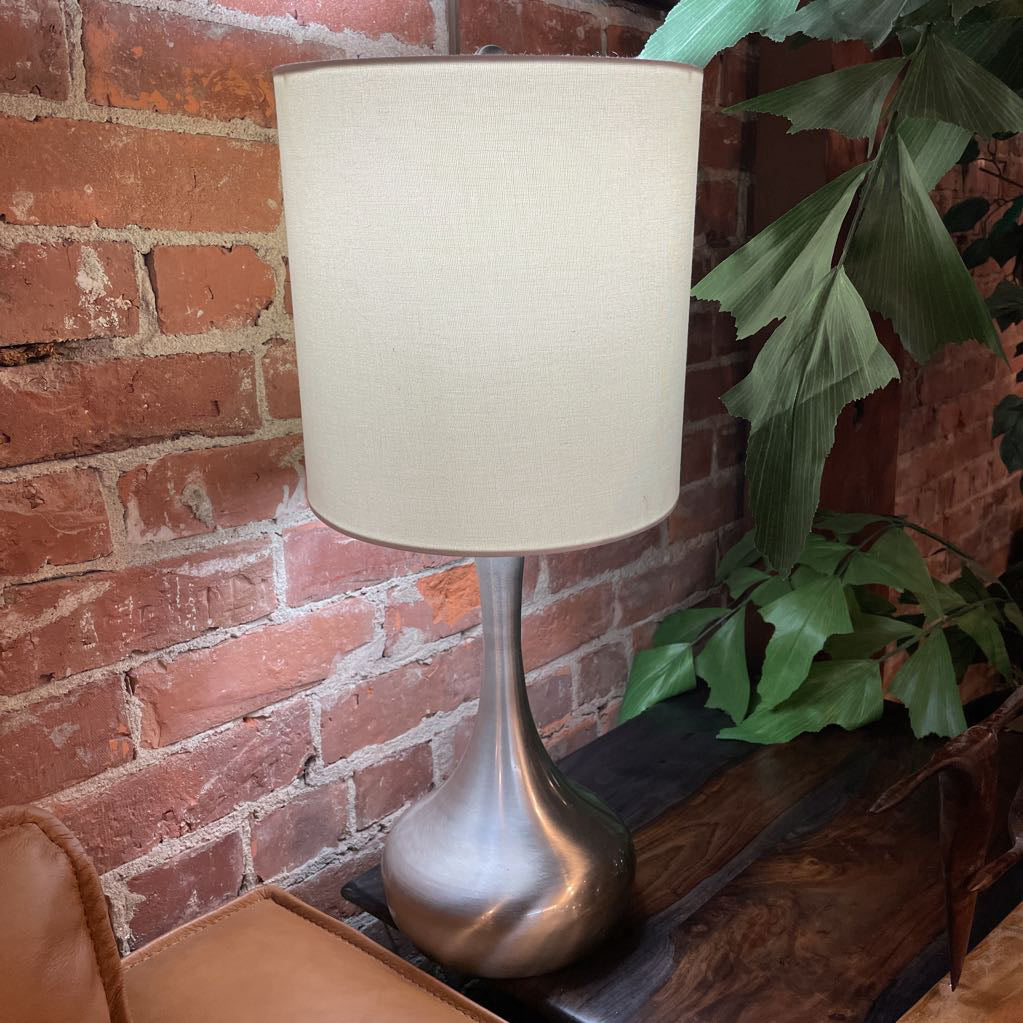 Brushed SS Lamp w/ Barrel Shade LAMPS