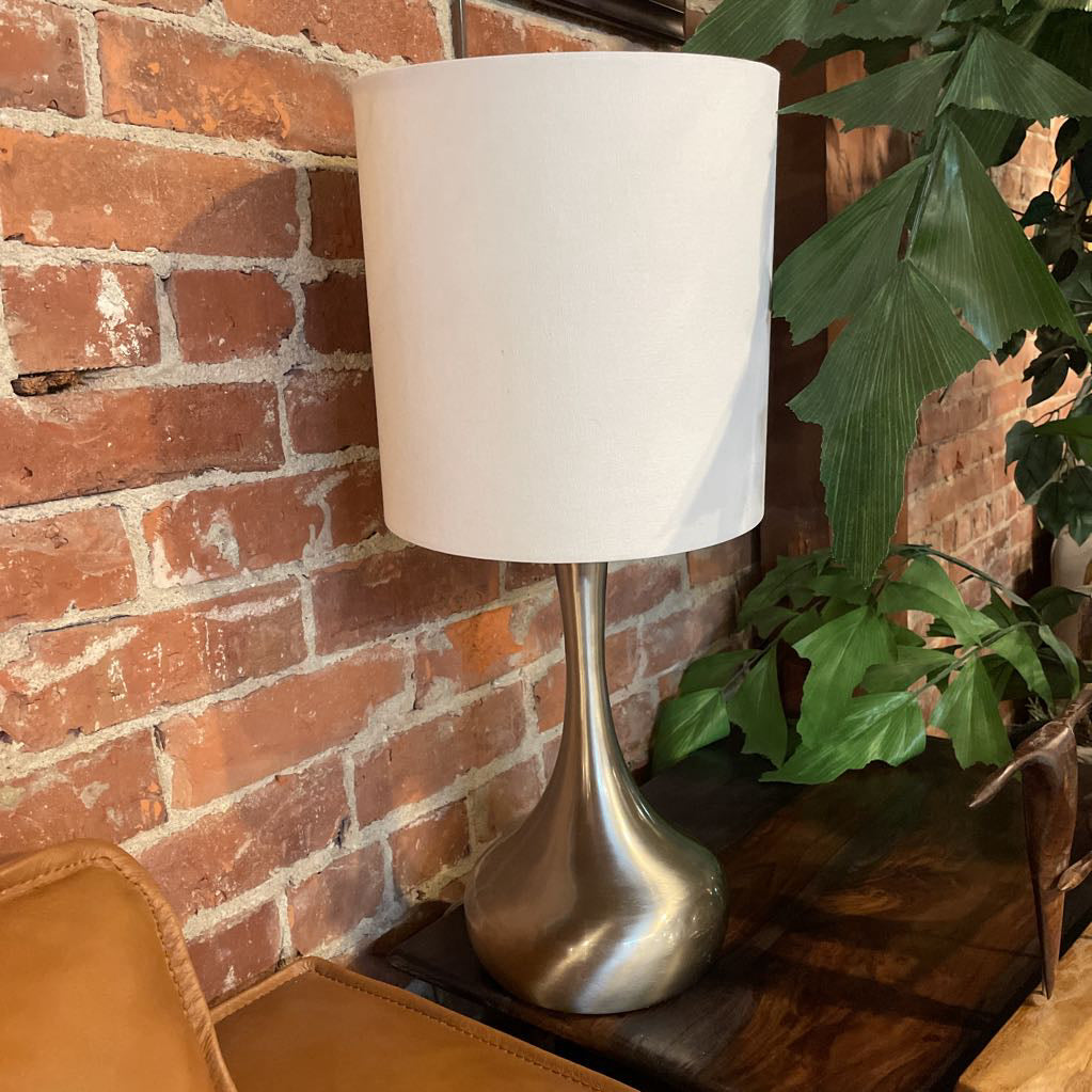 Brushed SS Lamp w/ Barrel Shade LAMPS