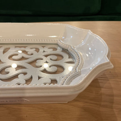 White Scrollwork & Glass Tray SMALLS