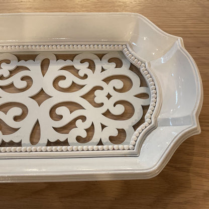 White Scrollwork & Glass Tray SMALLS