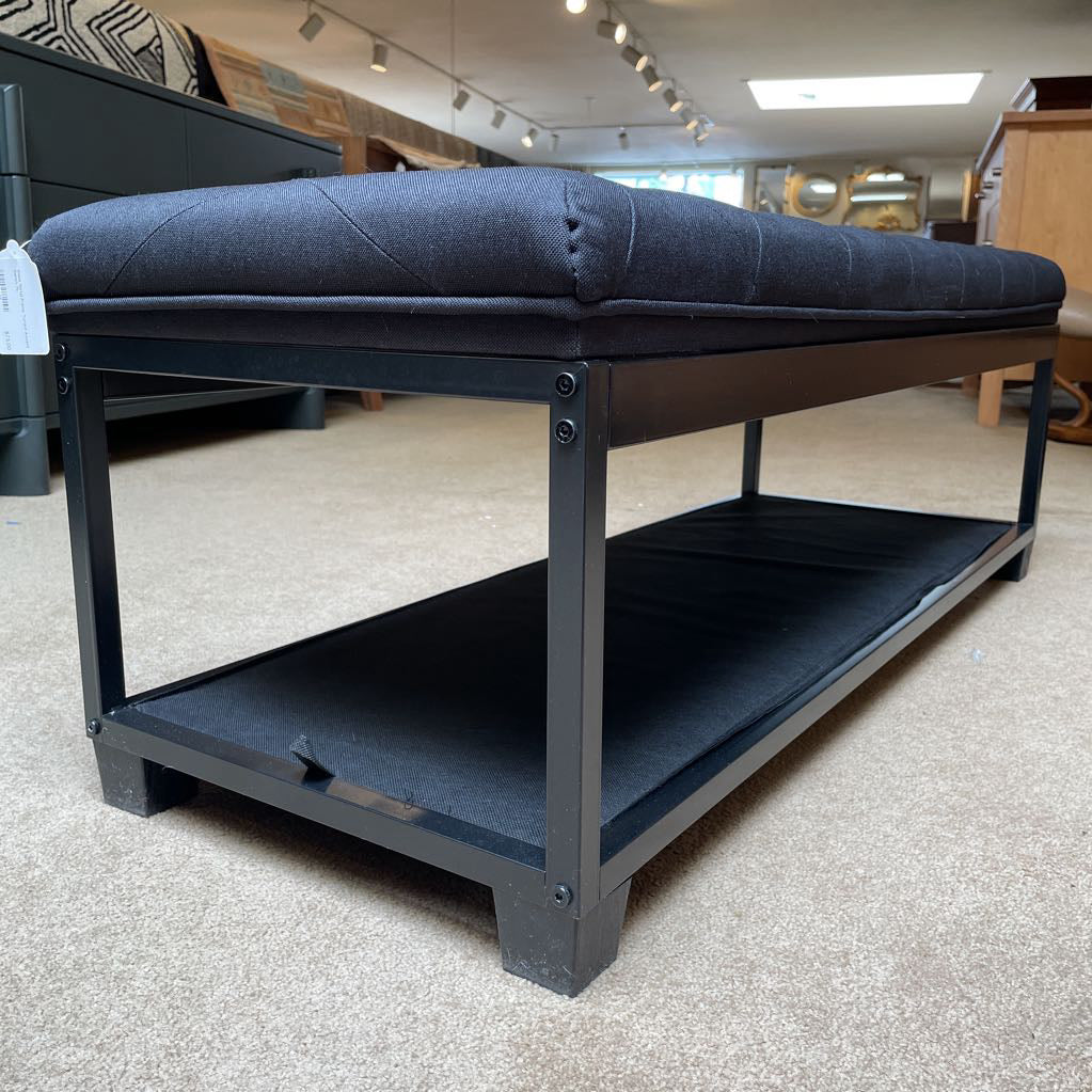 Black Metal Frame Tufted Accent Bench