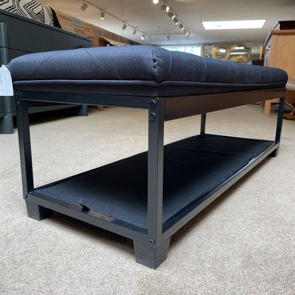 Black Metal Frame Tufted Accent Bench