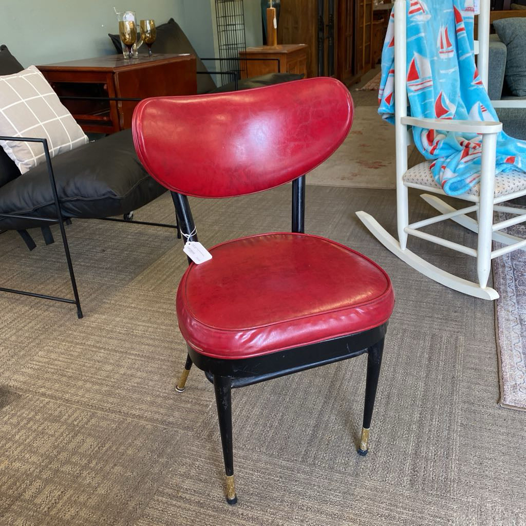 Retro Red Vinyl Curved Back Chair