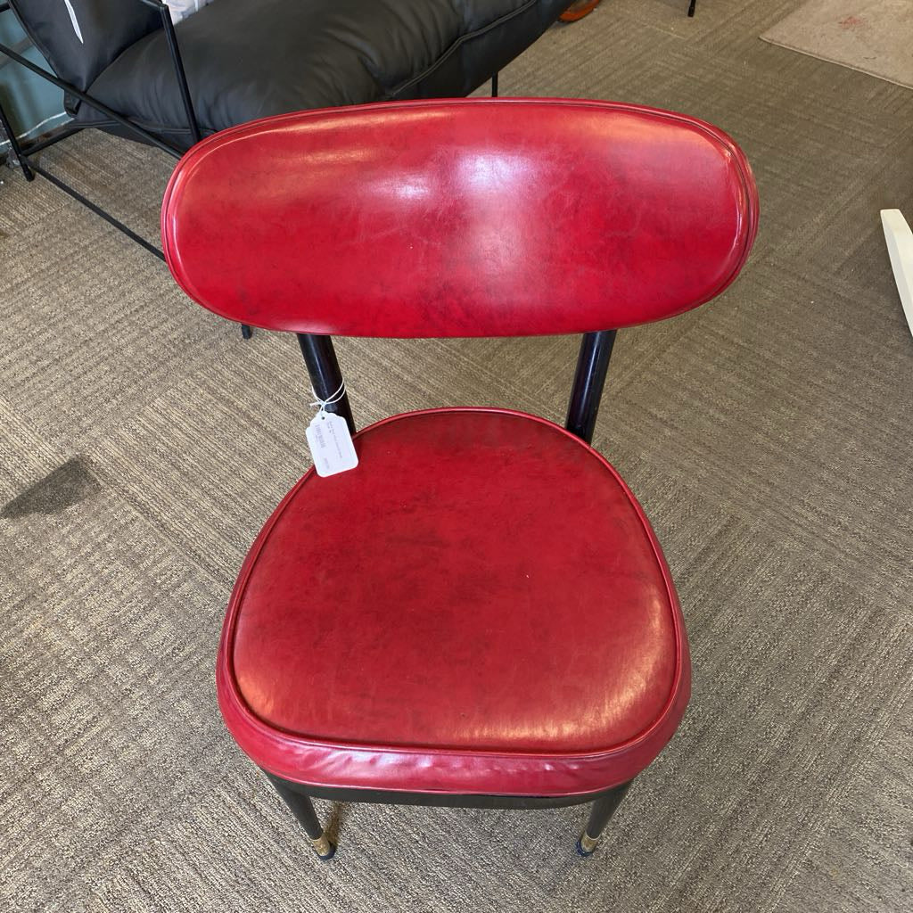 Retro Red Vinyl Curved Back Chair