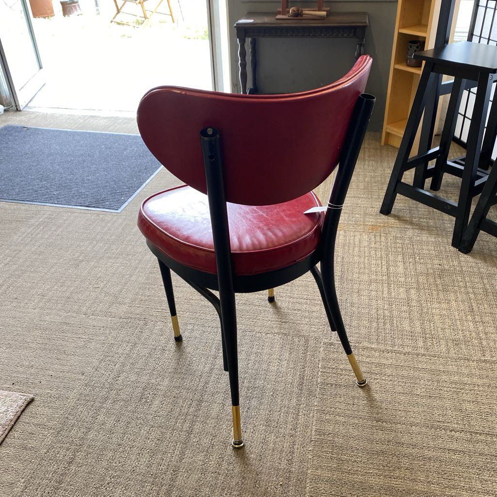 Retro Red Vinyl Curved Back Chair