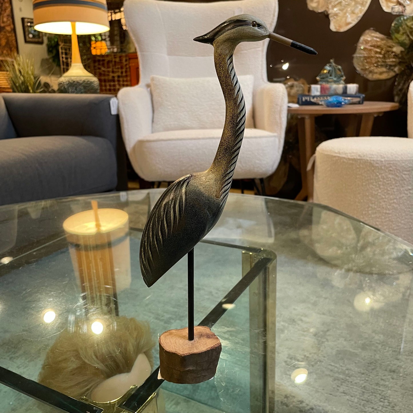 Green Tone Heron on Stand SMALLS