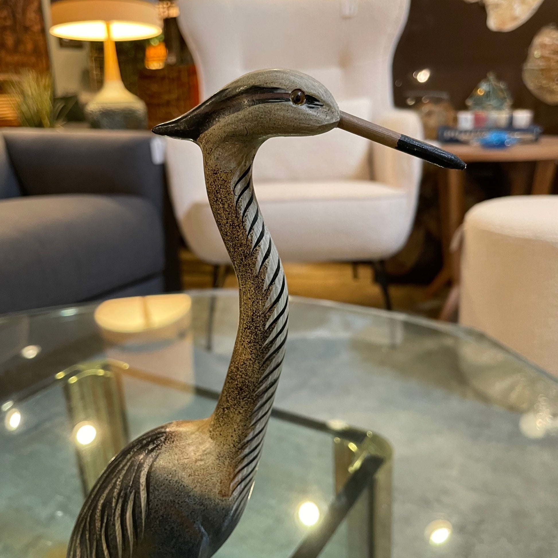 Green Tone Heron on Stand SMALLS