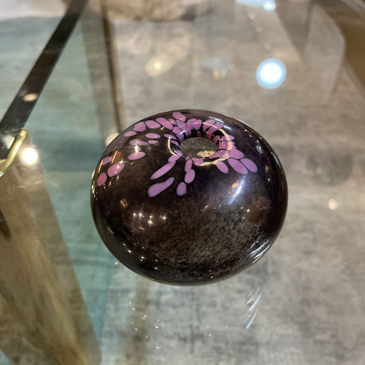Sm. Smoke Squat Vase w/ Pink Accented Vase SMALLS