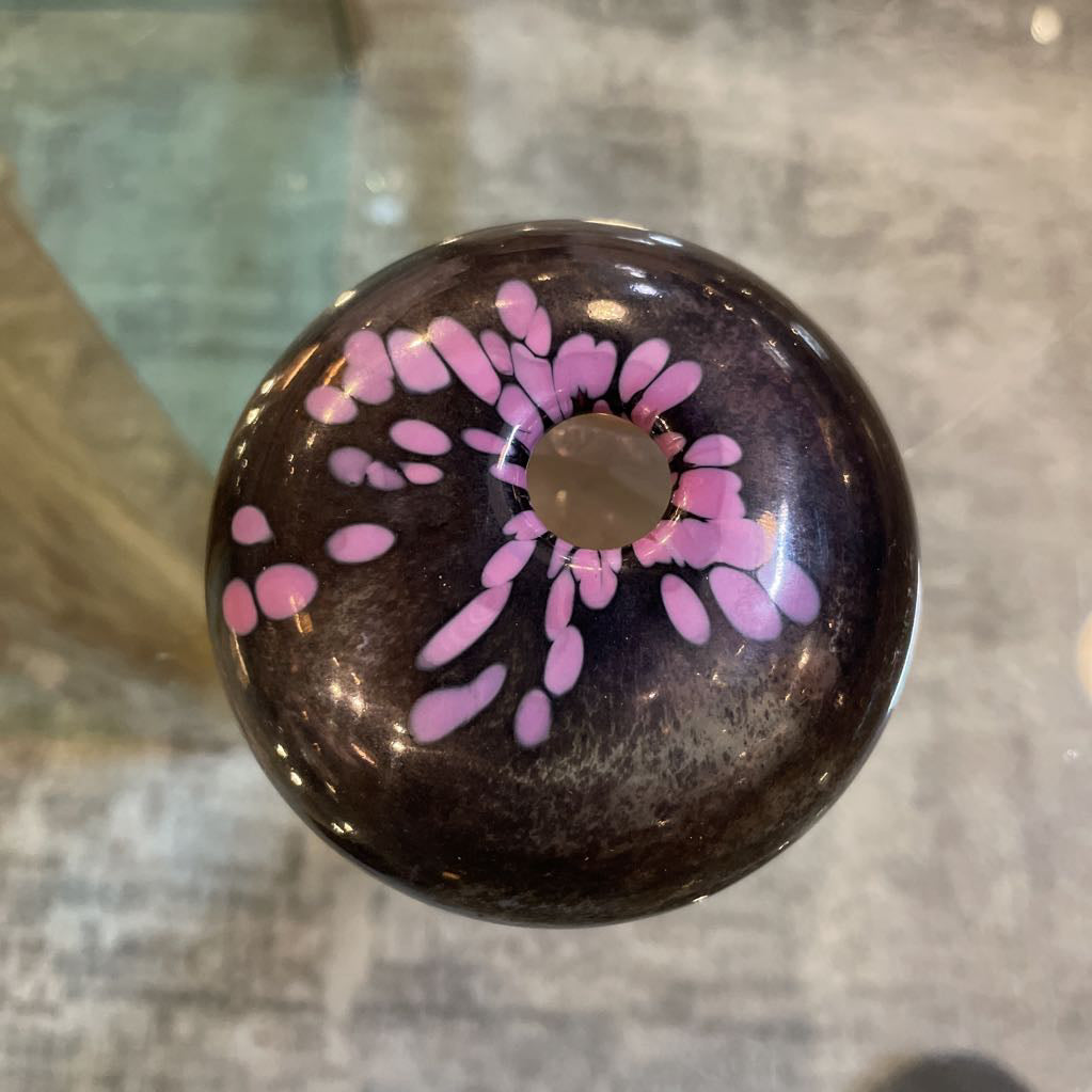 Sm. Smoke Squat Vase w/ Pink Accented Vase SMALLS