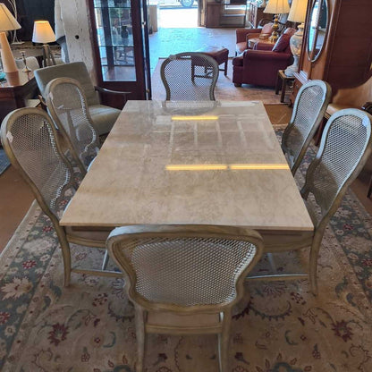 Marble Top Dining Table With 6 Dining Chairs