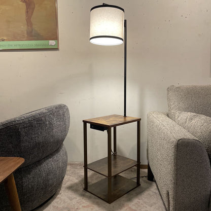 Faux Wood Table Lamp w/ USB and Electrical Outlets AS IS LAMPS