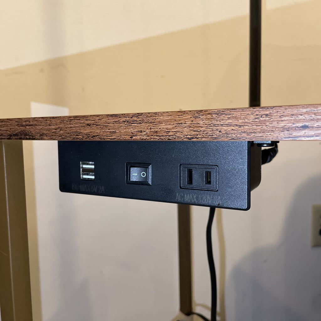 Faux Wood Table Lamp w/ USB and Electrical Outlets AS IS LAMPS