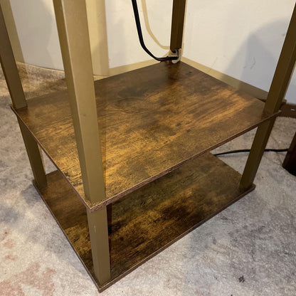 Faux Wood Table Lamp w/ USB and Electrical Outlets AS IS LAMPS