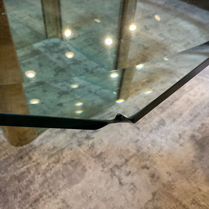 Glass Top Coffee Table w/ Glass Base and Brass Accents C COFFEE TABLES