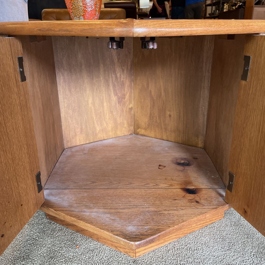 Hexagon 2 Door Wooden Side Table