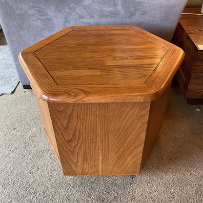 Hexagon 2 Door Wooden Side Table