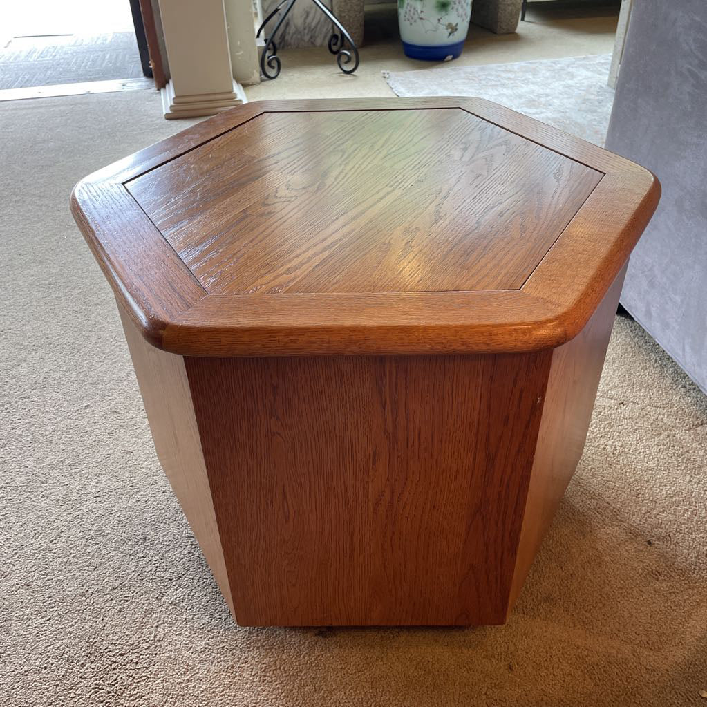 Hexagon 2 Door Wooden Side Table