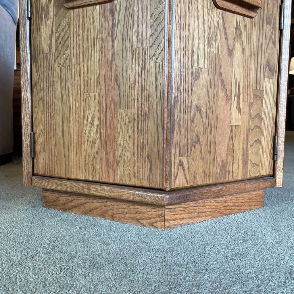 Hexagon 2 Door Wooden Side Table