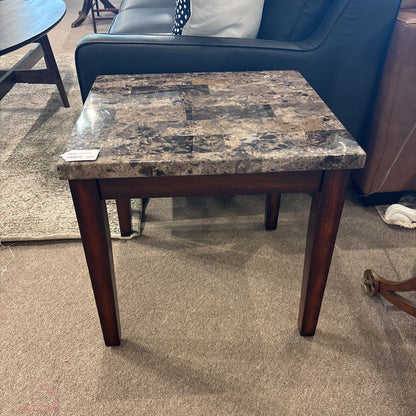 Faux Stone Top Square Side Table C SIDE TABLES