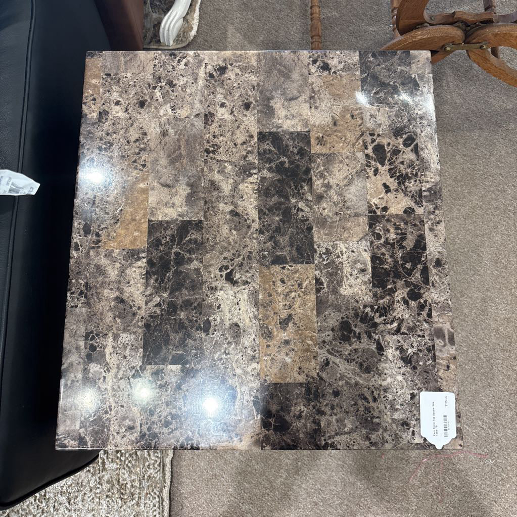 Faux Stone Top Square Side Table C SIDE TABLES