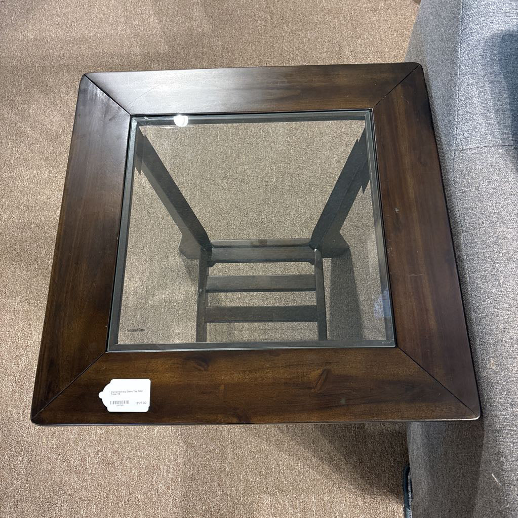 Contemporary Glass Top Side Table C SIDE TABLES