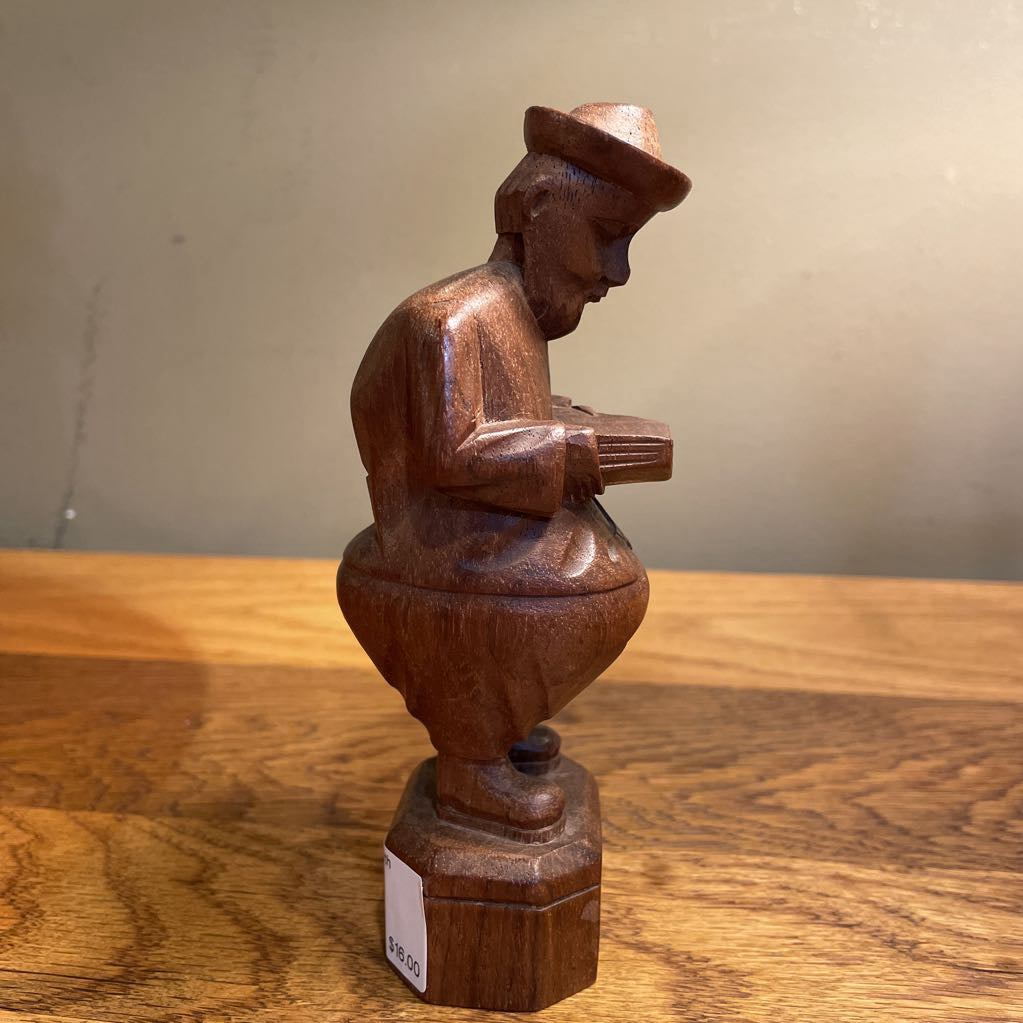 Wooden Potbelly Guy with Book/Equador SMALLS