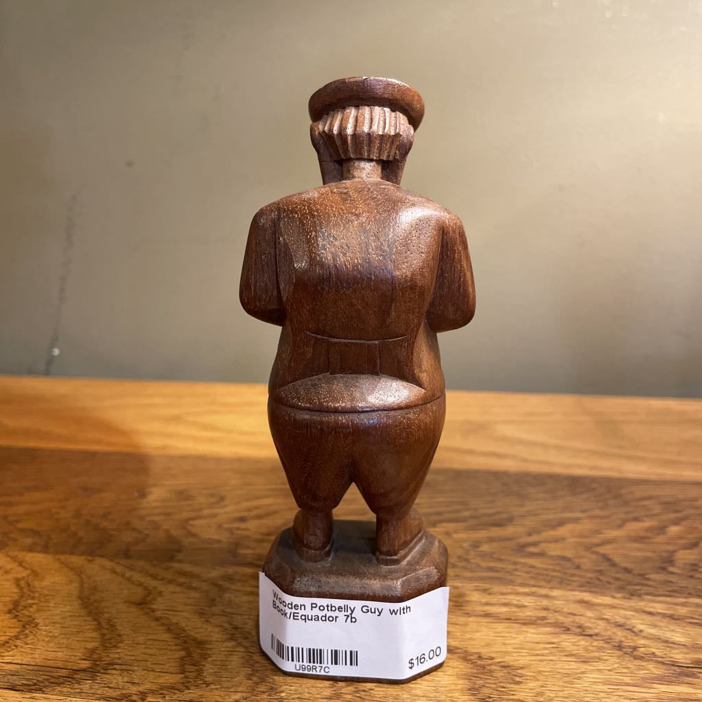 Wooden Potbelly Guy with Book/Equador SMALLS