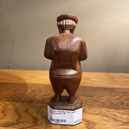 Wooden Potbelly Guy with Book/Equador SMALLS