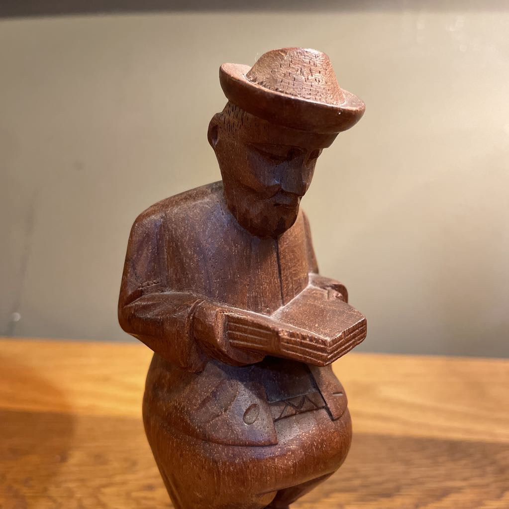 Wooden Potbelly Guy with Book/Equador SMALLS