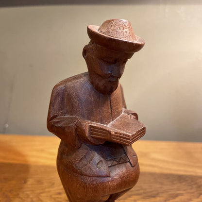 Wooden Potbelly Guy with Book/Equador SMALLS