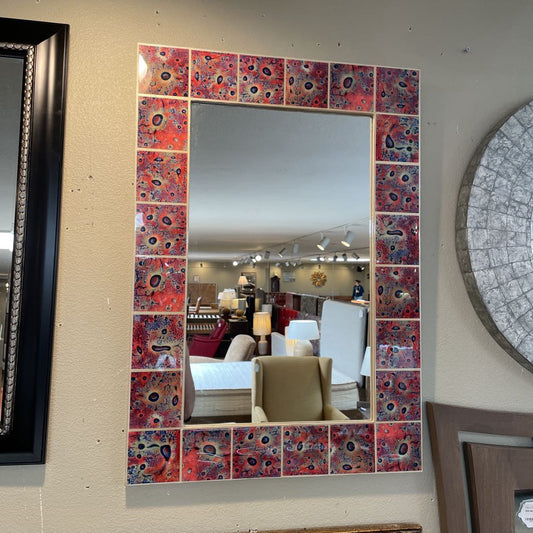 Colorful Orange Flowers Tile Border Mirror C MIRRORS