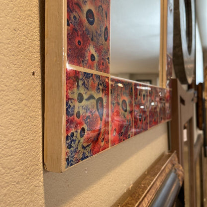 Colorful Orange Flowers Tile Border Mirror