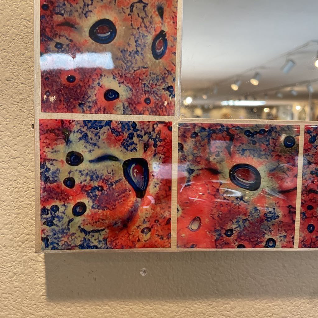 Colorful Orange Flowers Tile Border Mirror