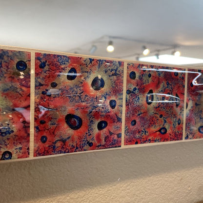 Colorful Orange Flowers Tile Border Mirror
