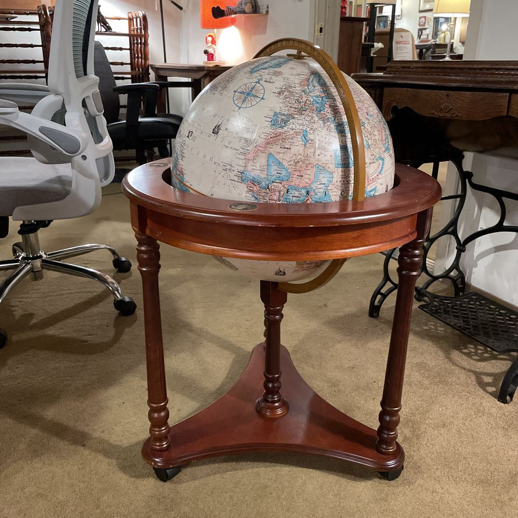 Large Floor Globe in Wood Frame with WSU Logo